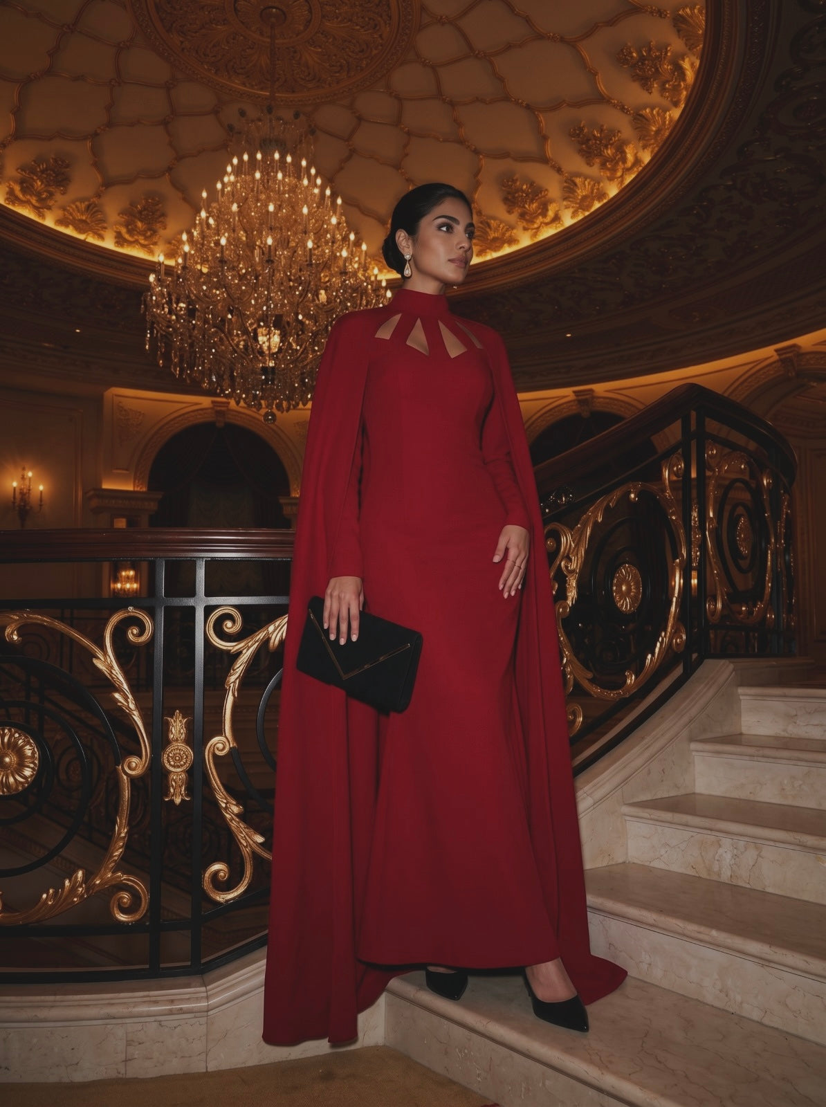 فستان روبي كيب | Ruby Cape Evening Gown